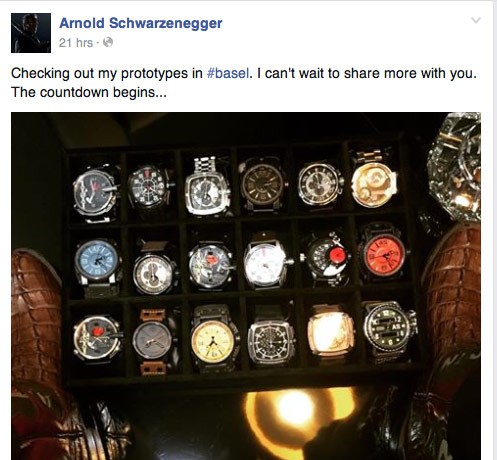 Arnold Schwarzenegger Previews Watch Line at Baselworld 2015